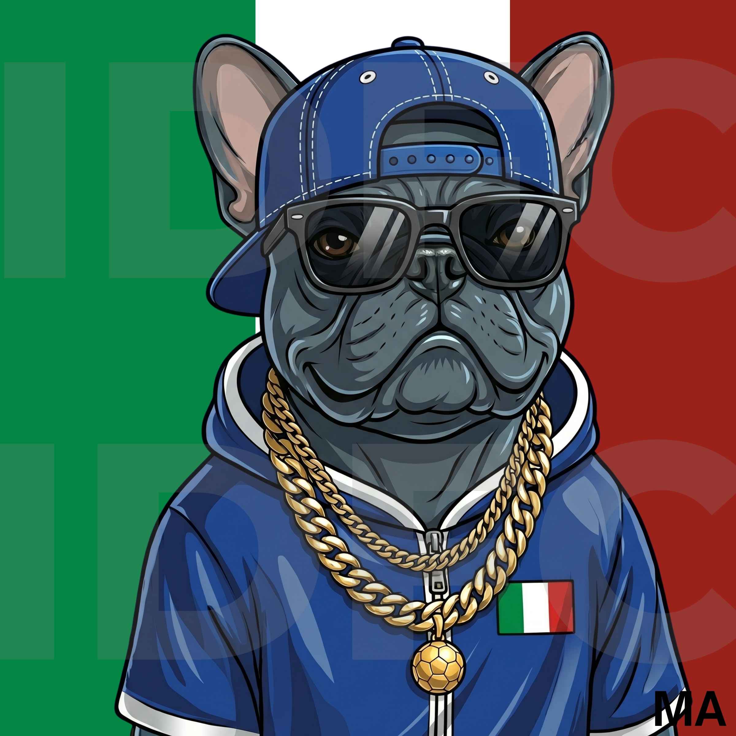 Il Boss, a French bulldog in Italy-inspired clothing